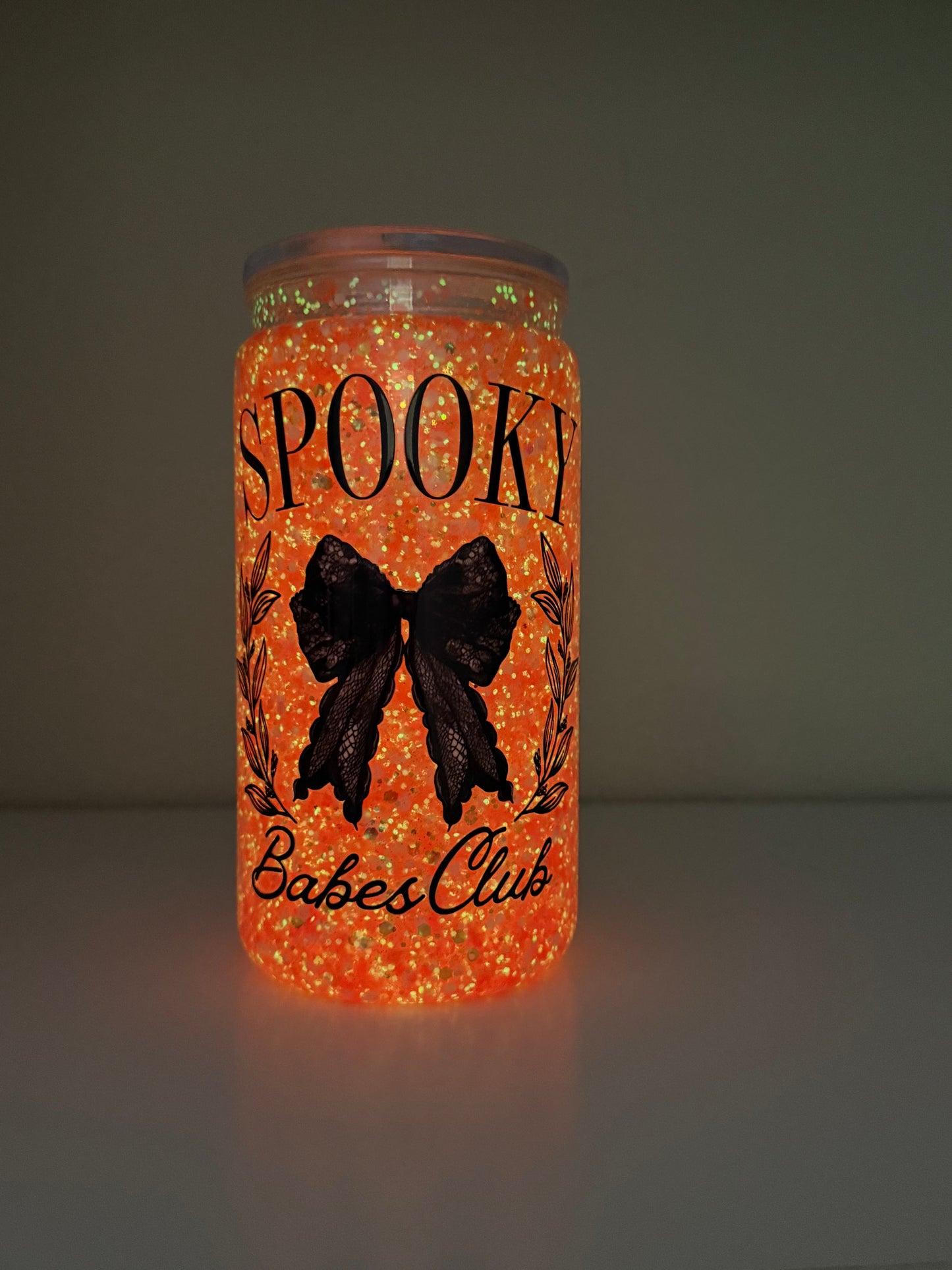 16oz spooky glow acrylic snow globe