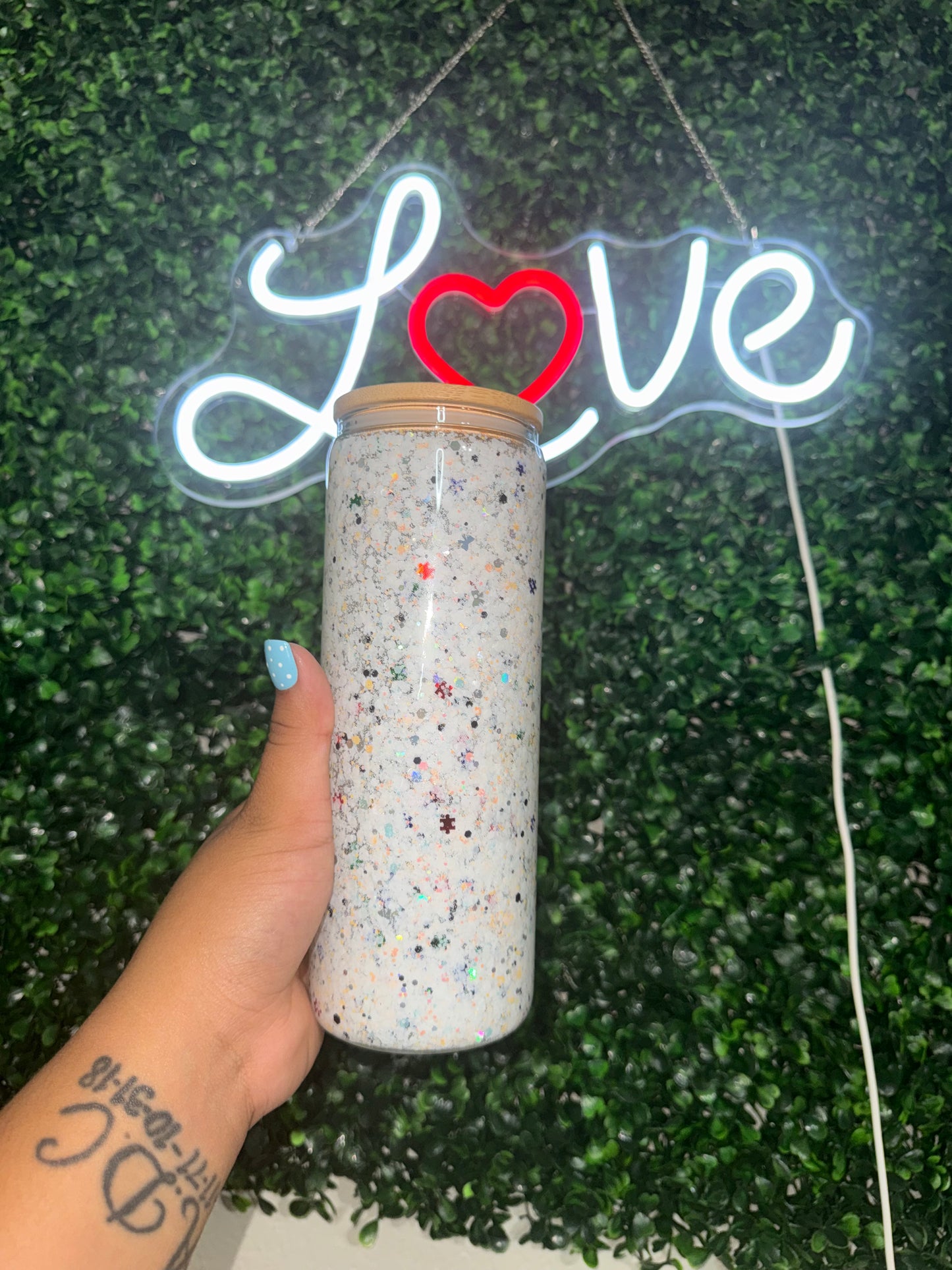 20oz glass glitter