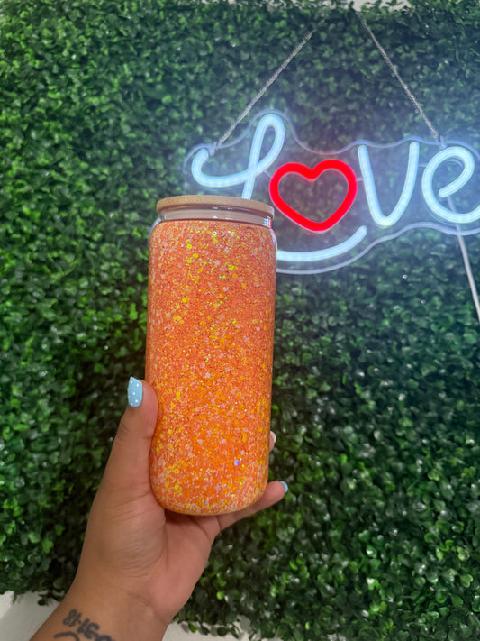 16oz glass glitter