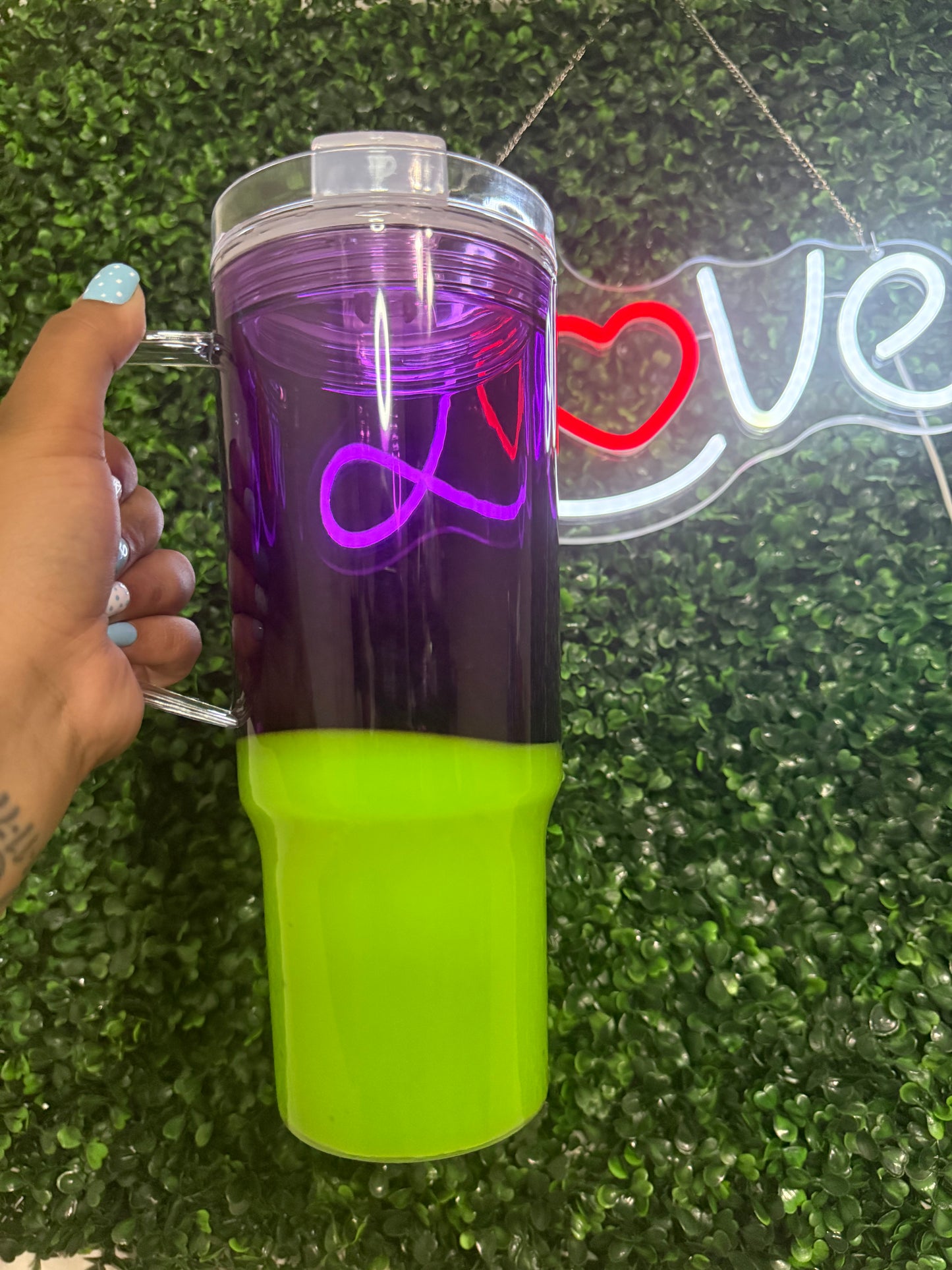 40oz acrylic purple/green lava