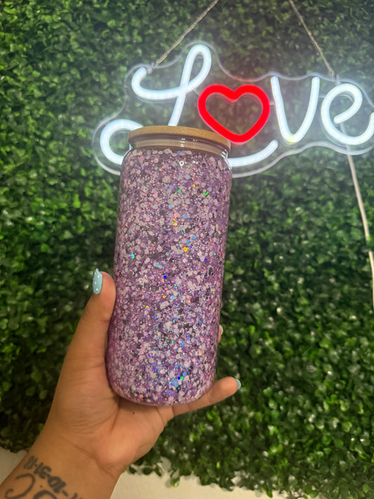 16oz glass glitter