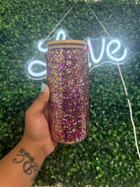 16oz glass glitter
