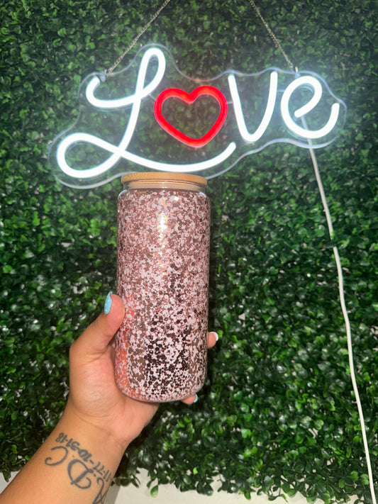 16oz glass glitter