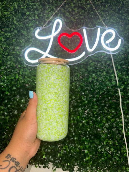 16oz glass glitter