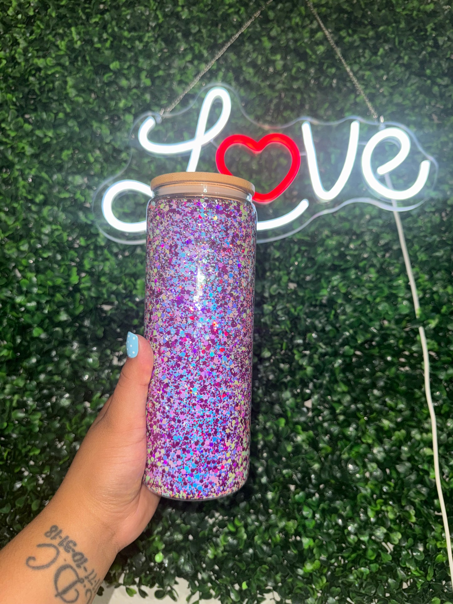 20oz glass glitter