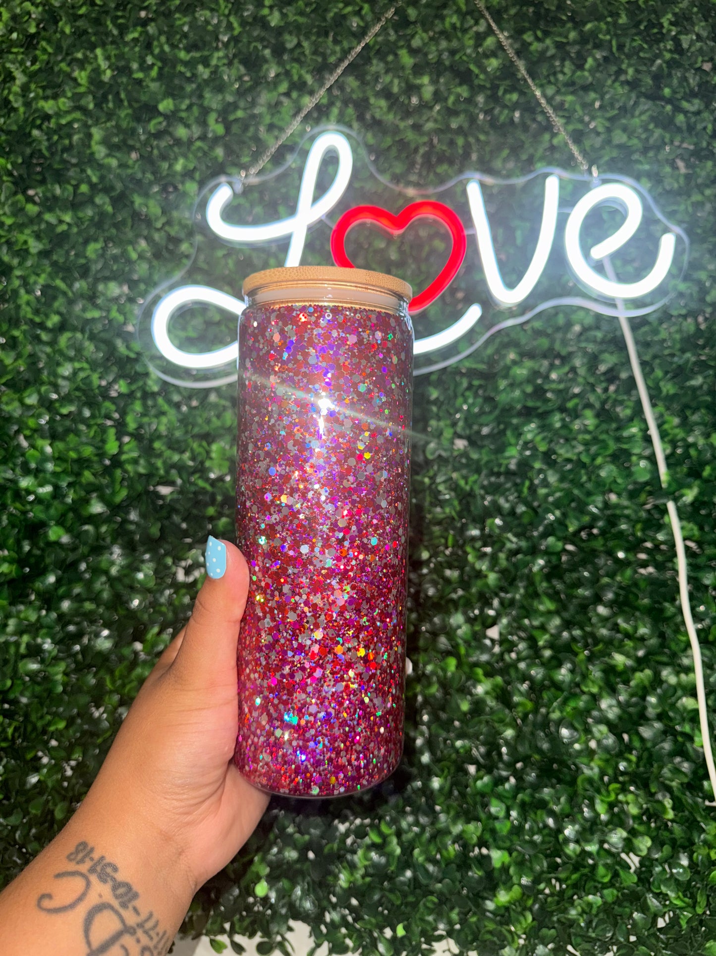 20oz glass glitter